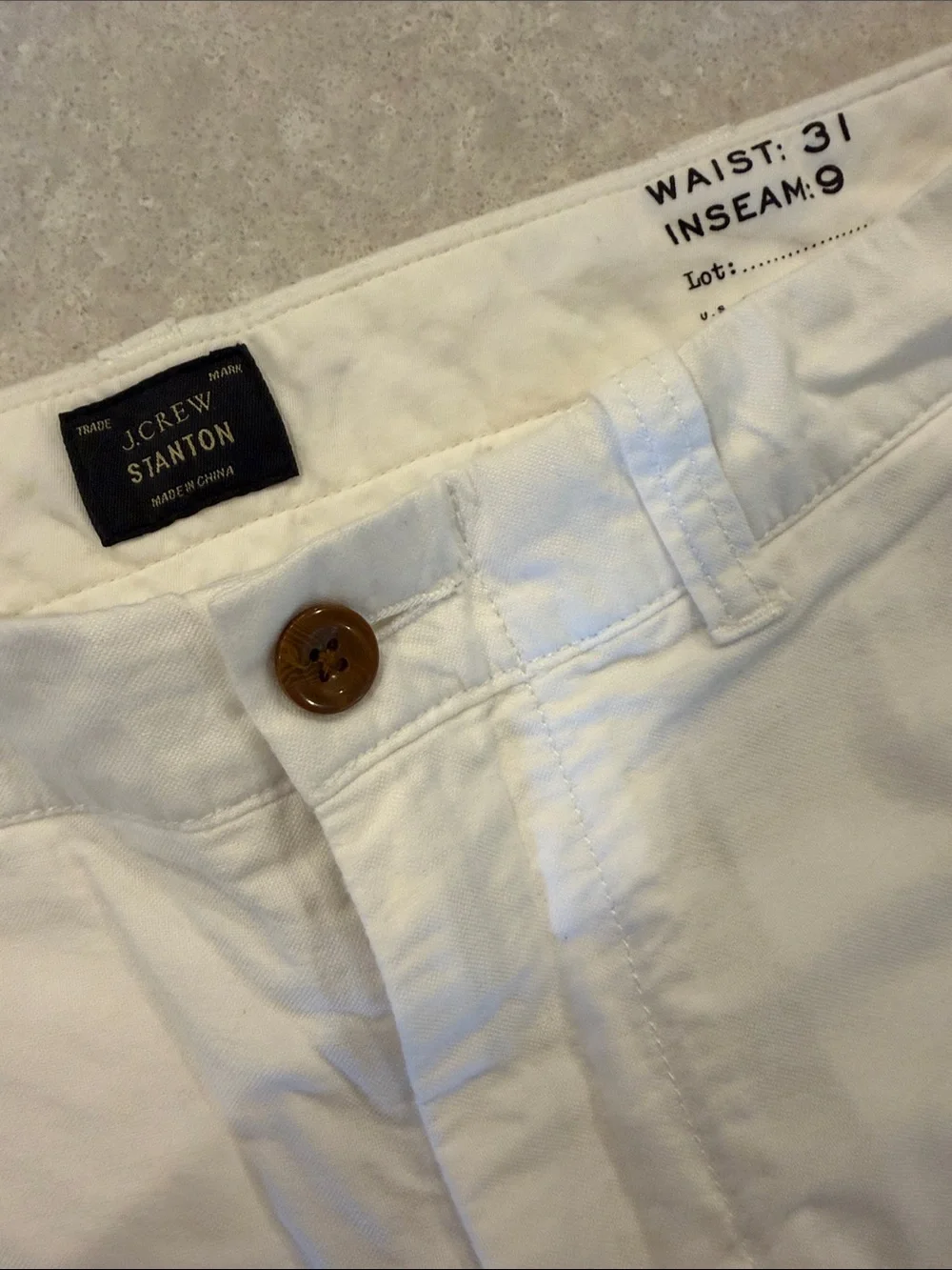 J. Crew Men's Stanton White Flat-Front Cotton Shorts